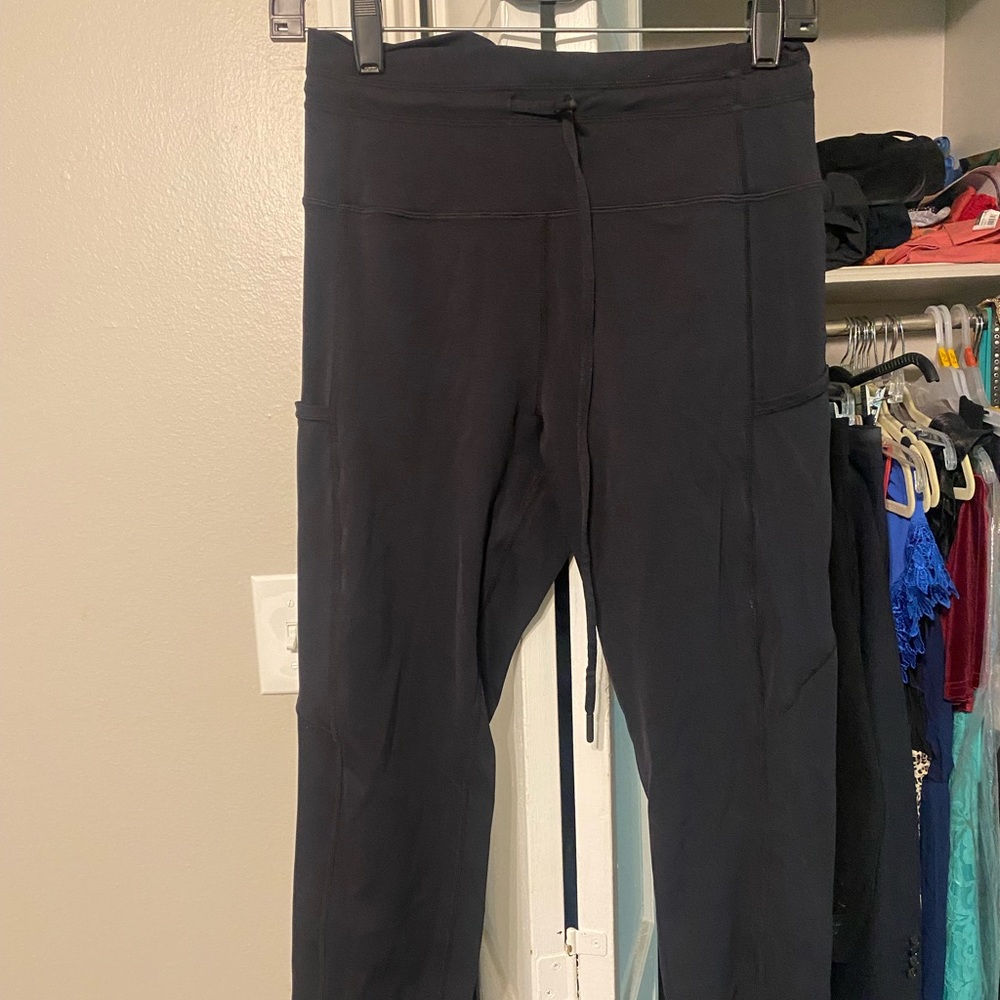 Black Pocket Drawstring Luxe 7/8 24